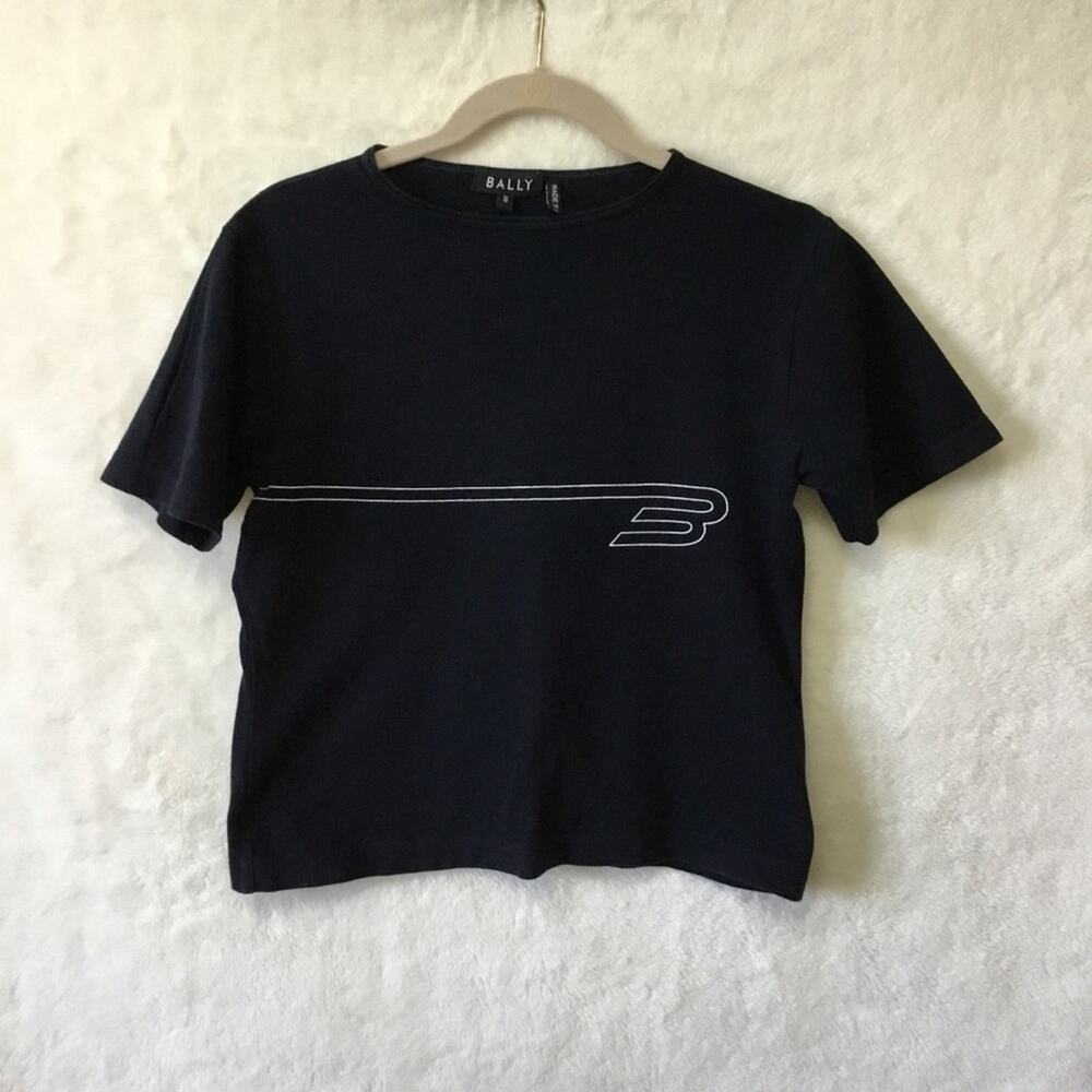 Bally Black Cotton Short Sleeve Graphic Top